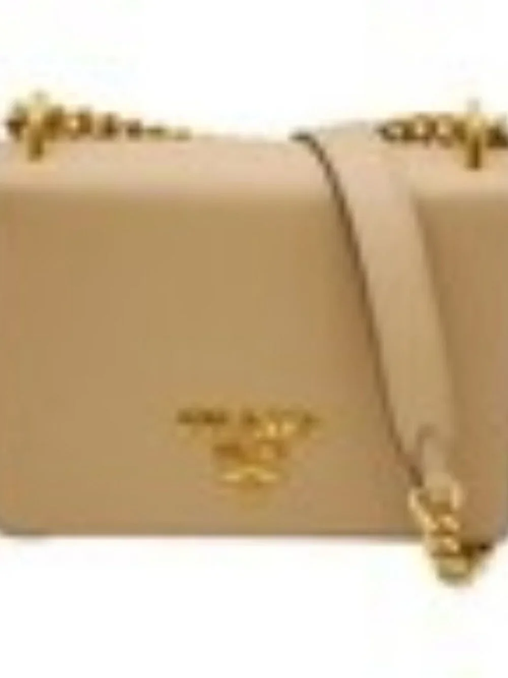 PRADA Chain Shoulder Bag Canvas Brown Gold Auth
